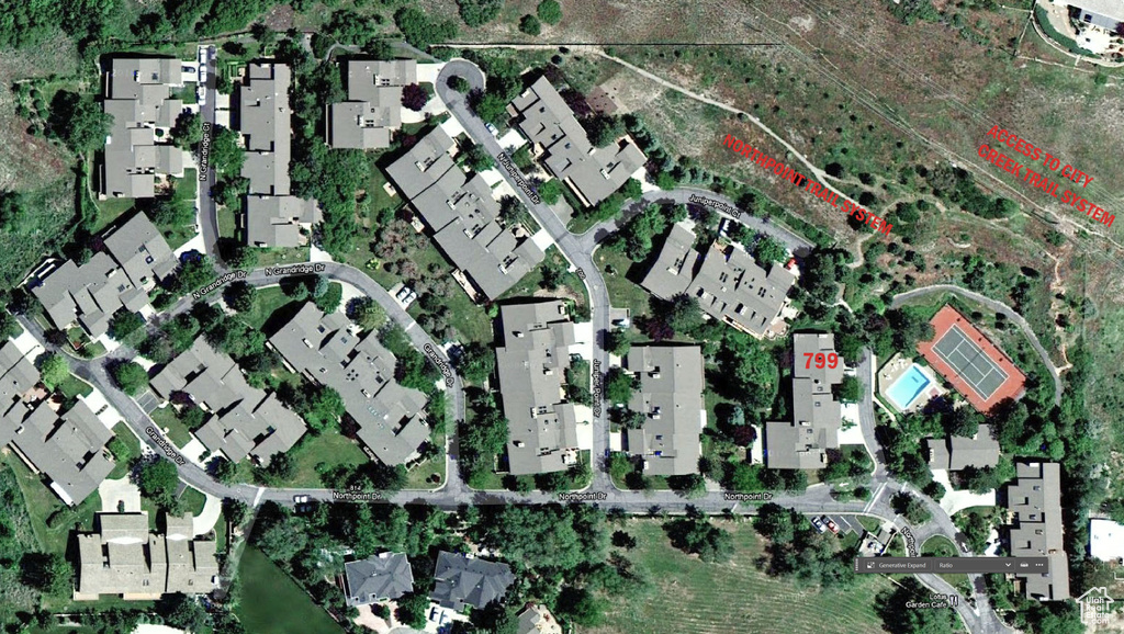 Aerial map of property and surrounding area
