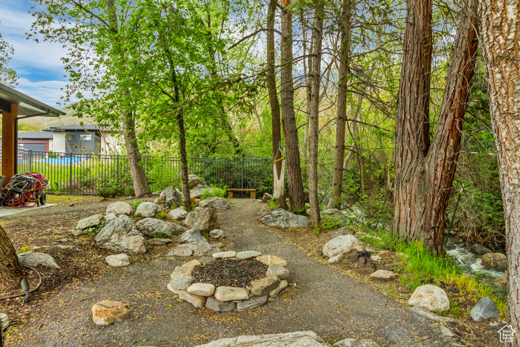View of yard with fence