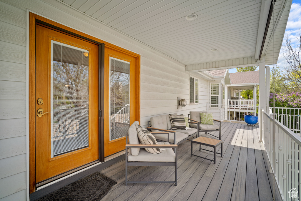 Wooden terrace with a porch