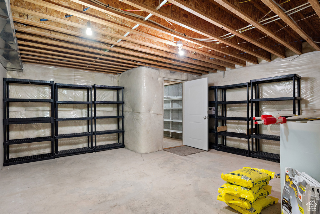 View of unfinished basement