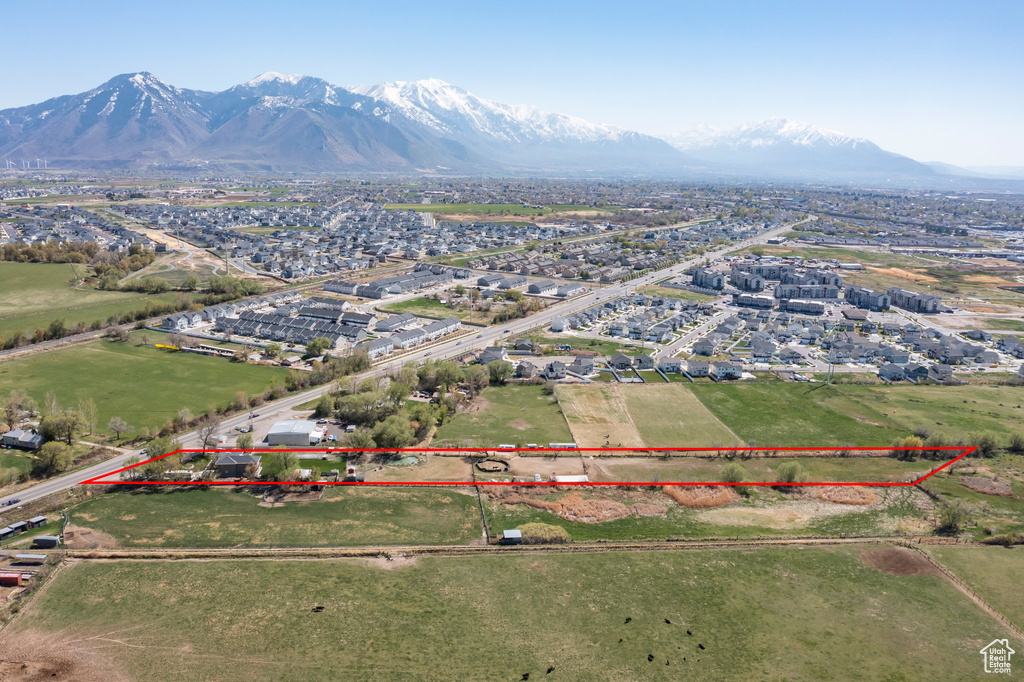 Drone / aerial view with a mountain view