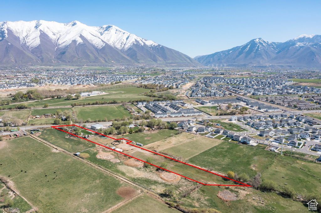 Drone / aerial view with a mountain view