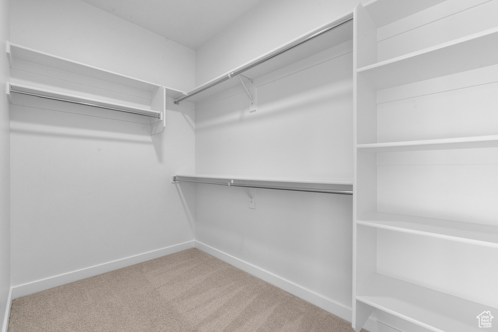 Walk in closet with carpet flooring