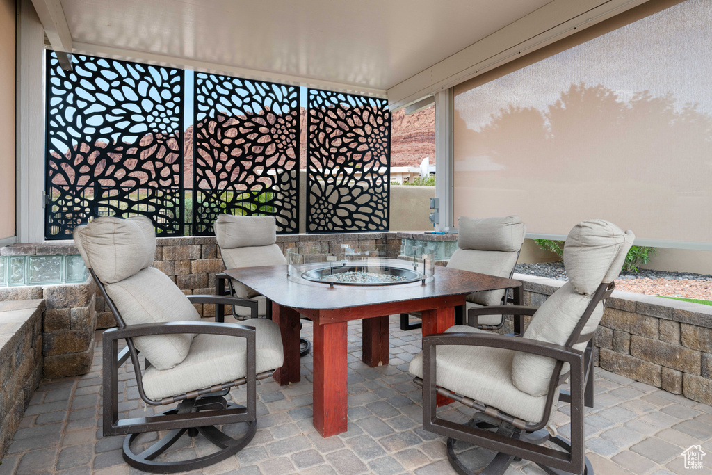 View of patio featuring outdoor dining area