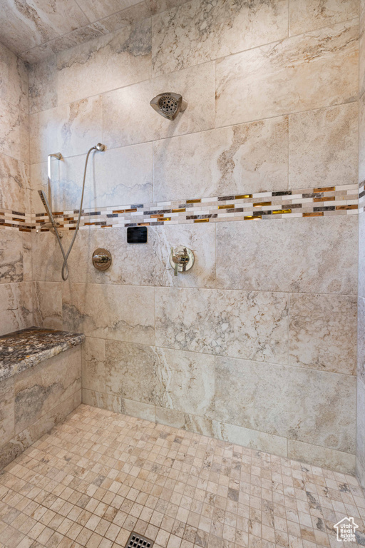 Bathroom featuring tiled shower
