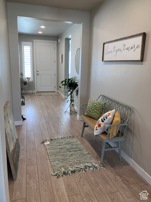 Entryway featuring baseboards and hardwood / wood-style floors