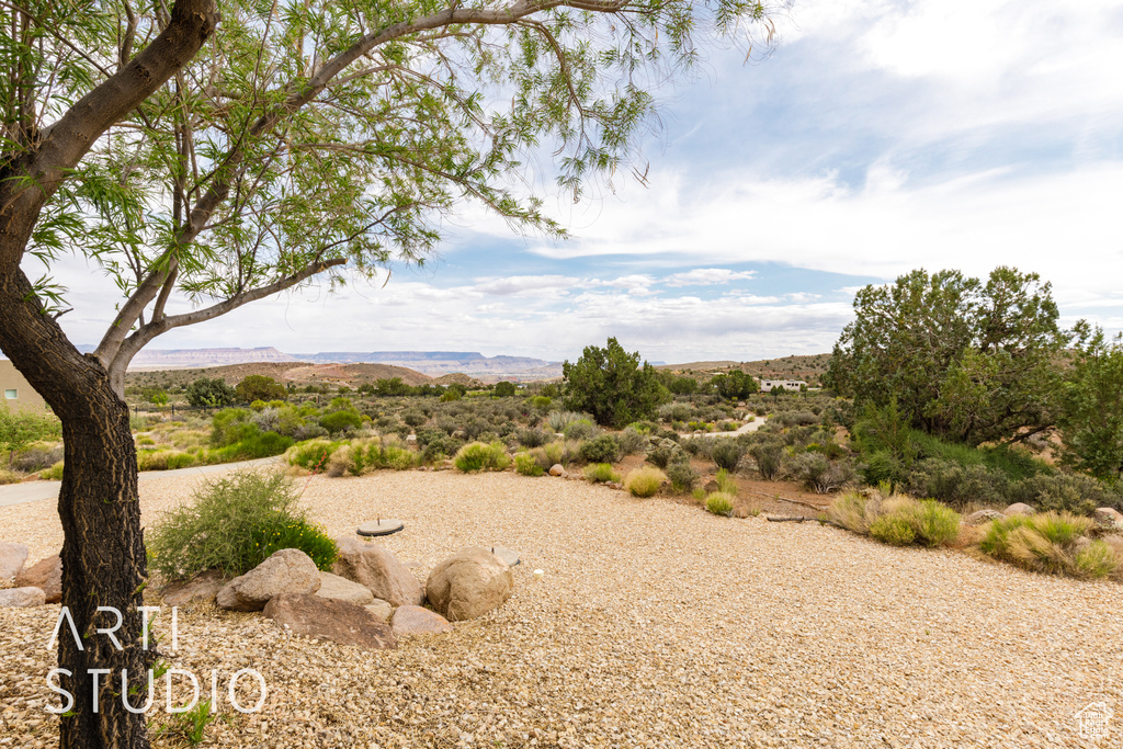 View of yard featuring a mountain view