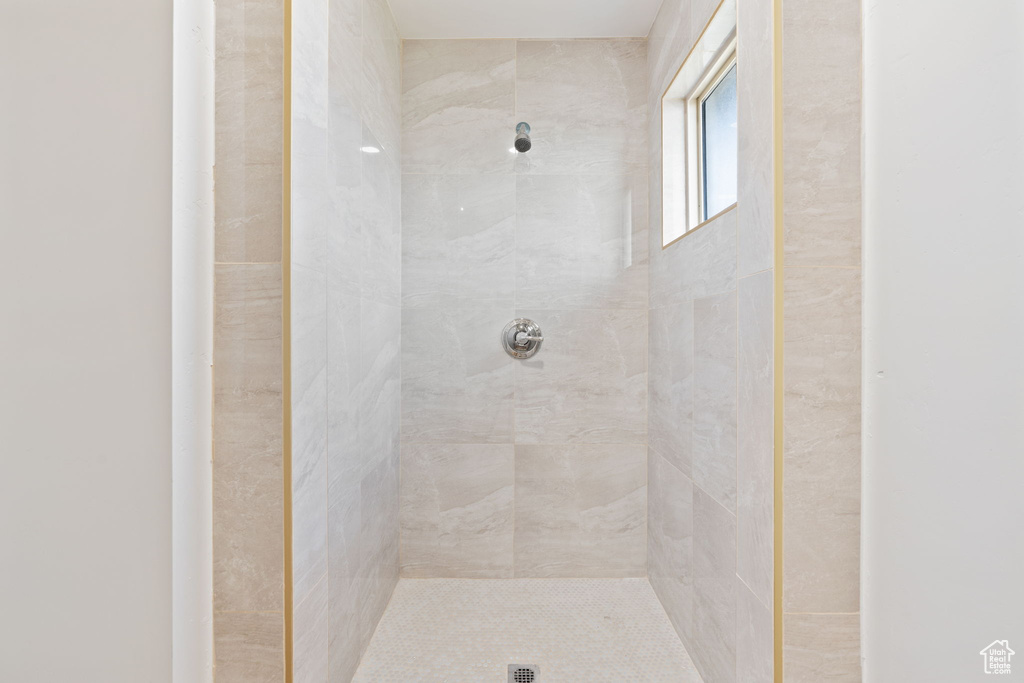 Full bathroom with tiled shower