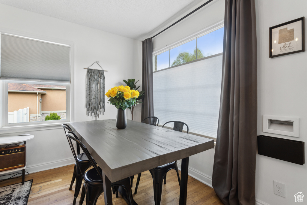 Dining room with baseboards and hardwood / wood-style floors