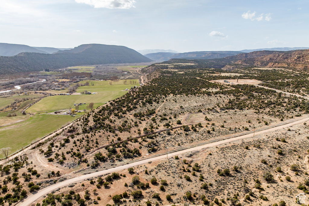 Drone / aerial view featuring a rural view and a mountain view