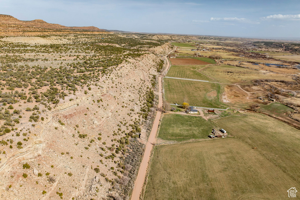 Aerial view with view of desert and a rural view