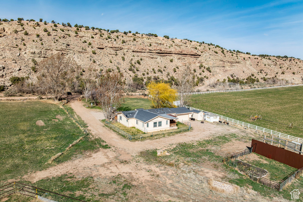 Aerial view featuring a rural view