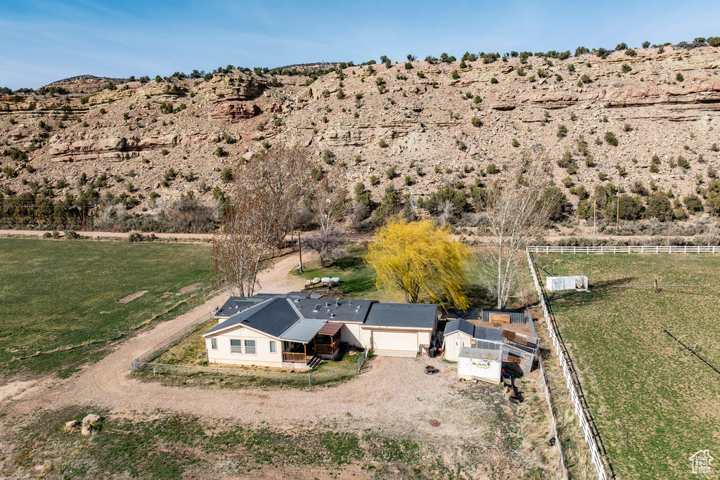 Aerial view featuring a rural view
