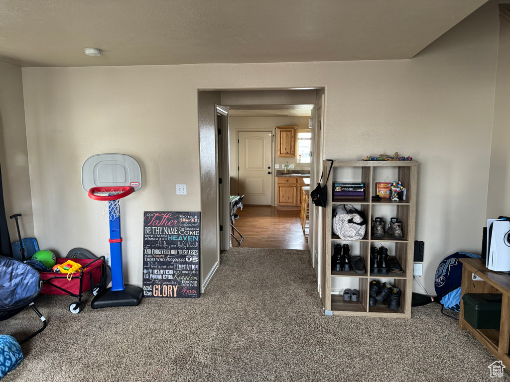 Interior space with carpet