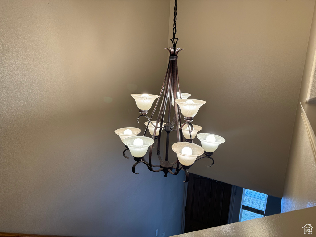 Interior details featuring a notable chandelier