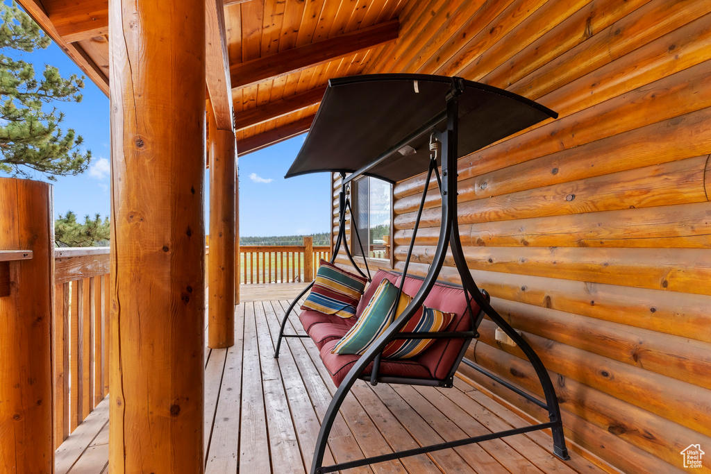 View of wooden deck