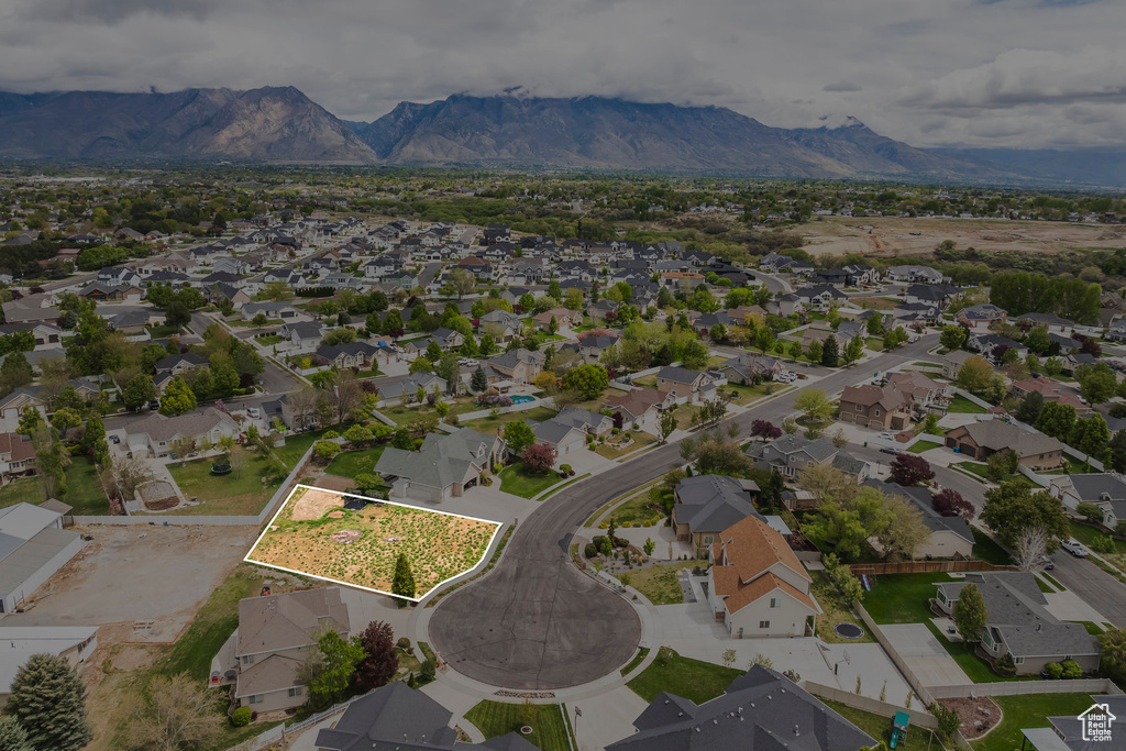 Aerial view with a residential view and a mountain view