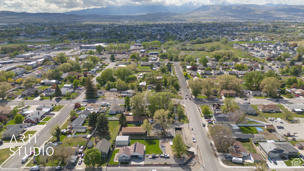 Aerial view with a residential view and a mountain view