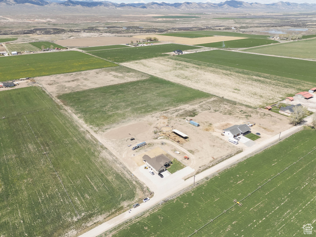 Aerial view with a mountain view and a rural view