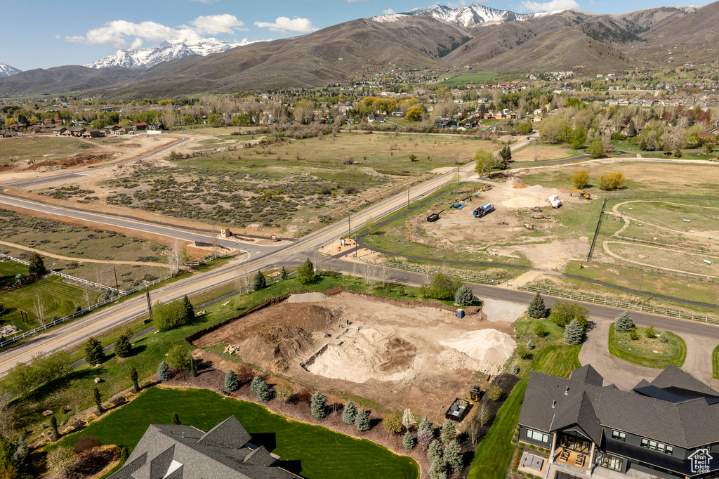 Aerial view featuring a mountain view