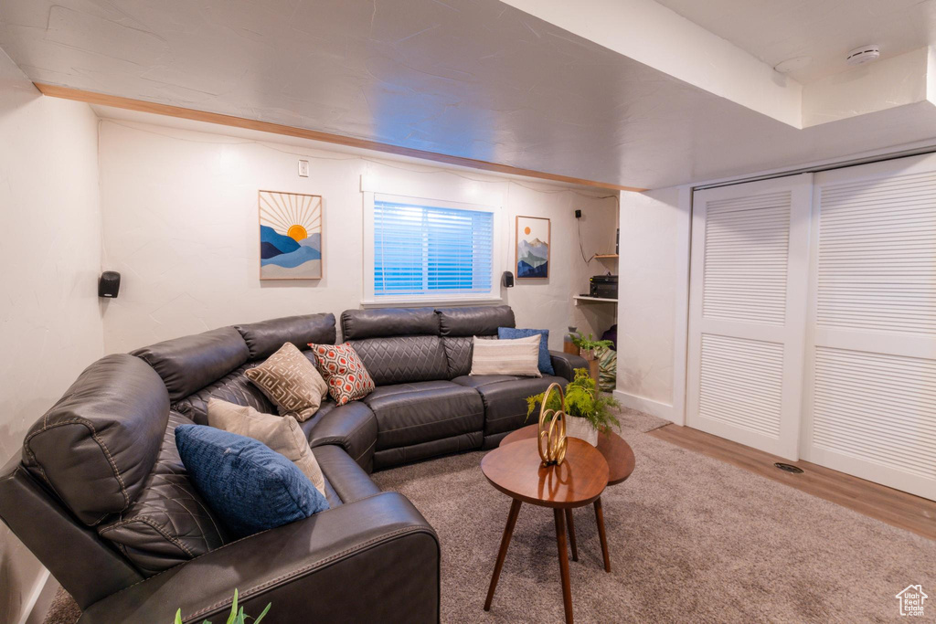 Living area featuring wood finished floors