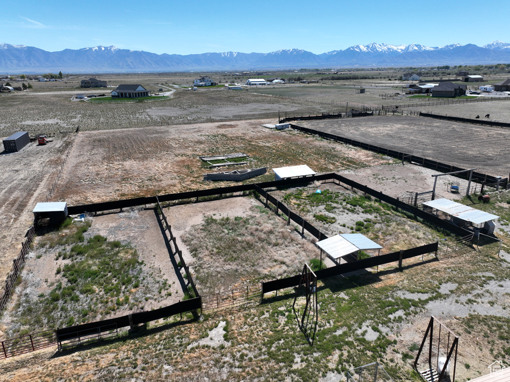 Bird's eye view featuring a mountain view and a rural view