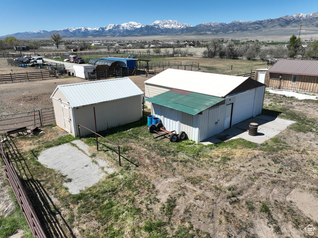 Aerial view with a mountain view and a rural view