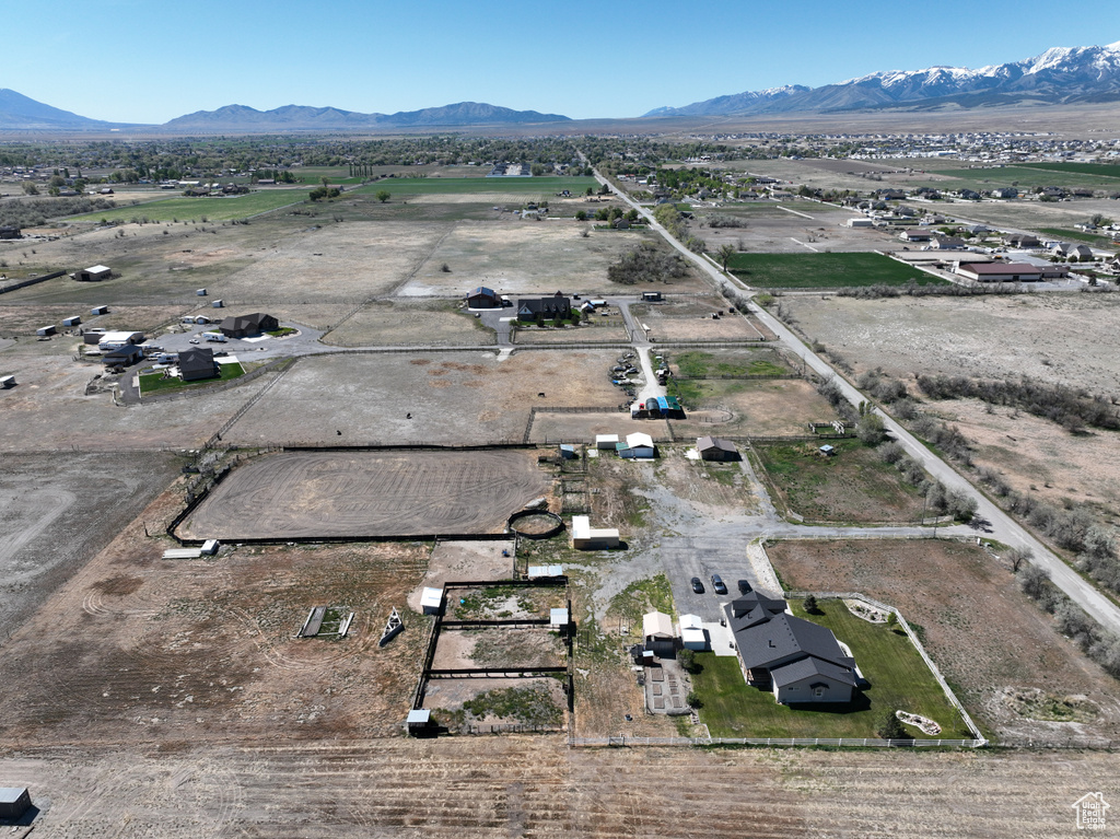 Aerial view with a rural view and a mountain view