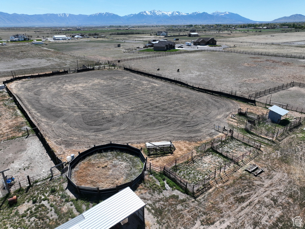 Aerial view with a rural view and a mountain view