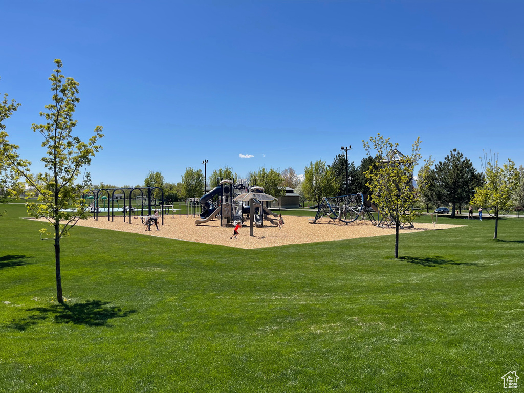Community play area featuring a lawn
