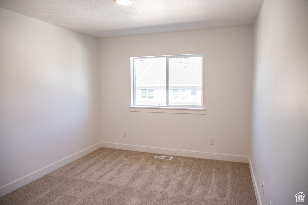 Unfurnished room with light colored carpet