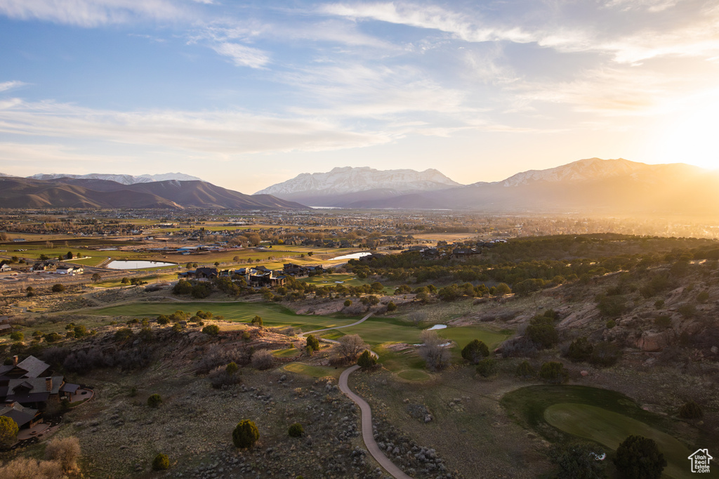 View of mountain feature featuring view of golf course