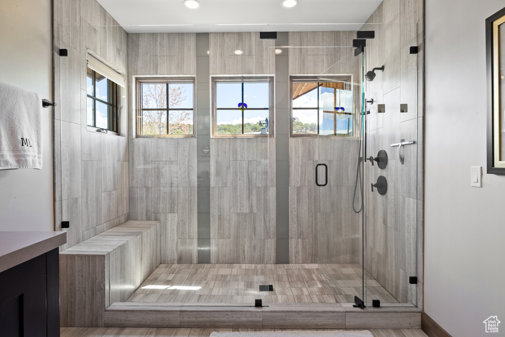 Bathroom featuring a stall shower