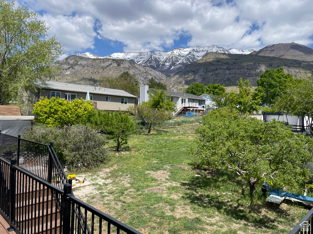 Exterior space featuring a mountain view
