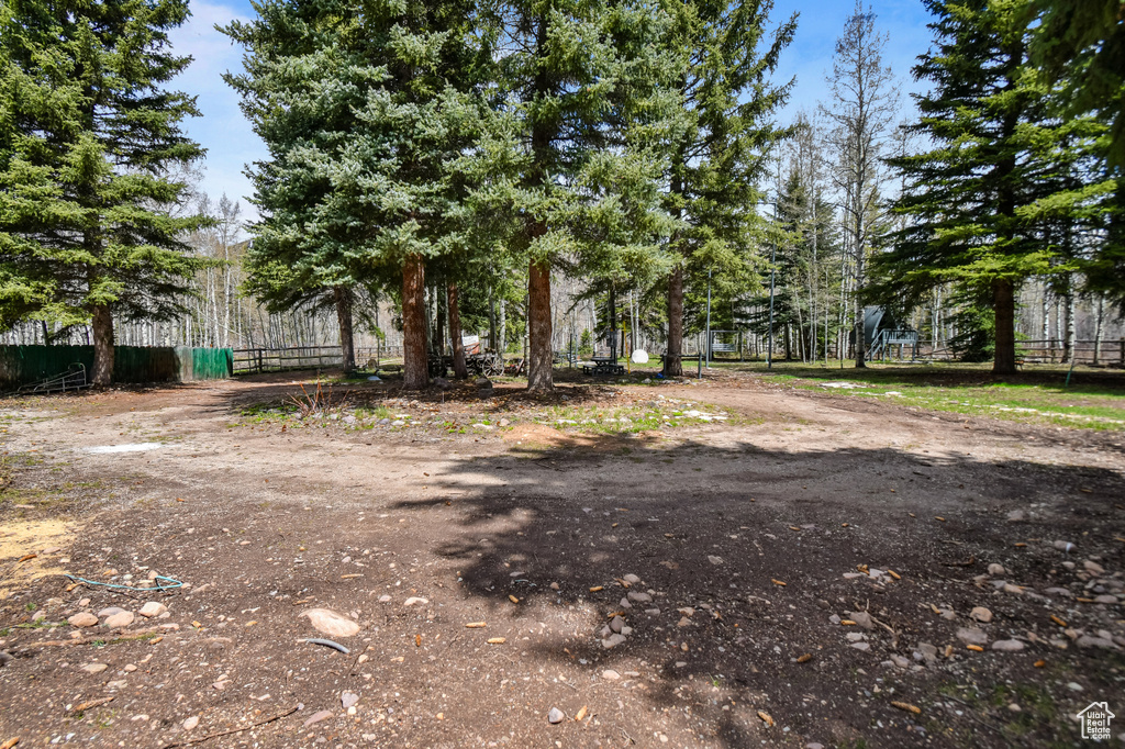 View of yard with fence