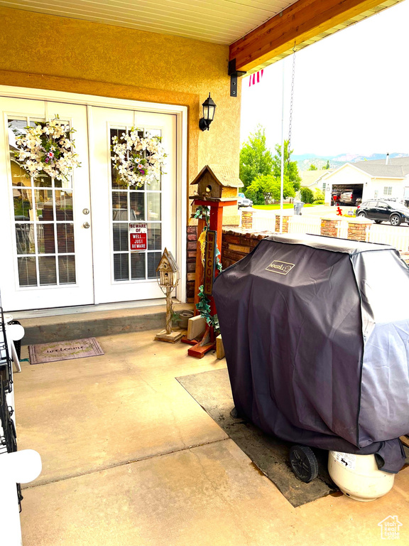 View of patio / terrace with french doors and a grill