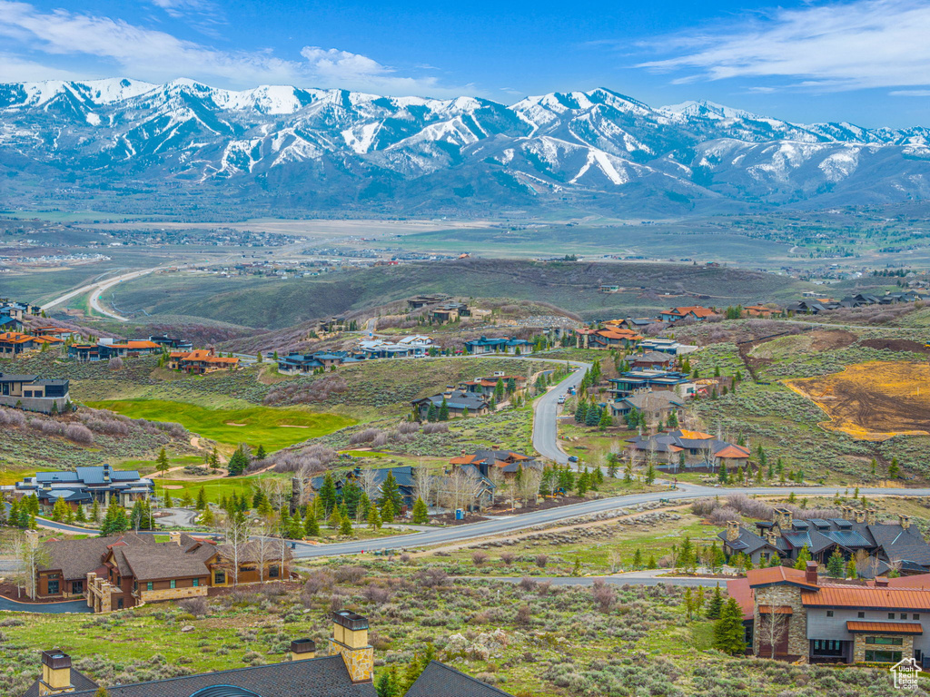 Drone / aerial view of a mountain backdrop