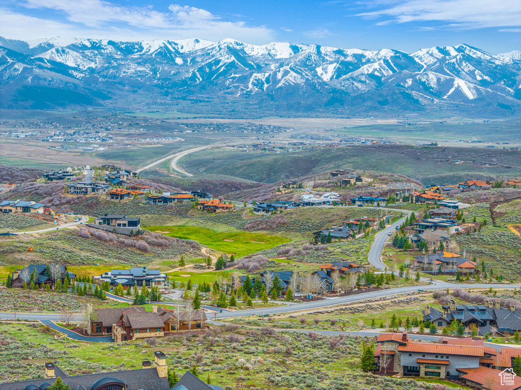 Aerial view of a mountainous background