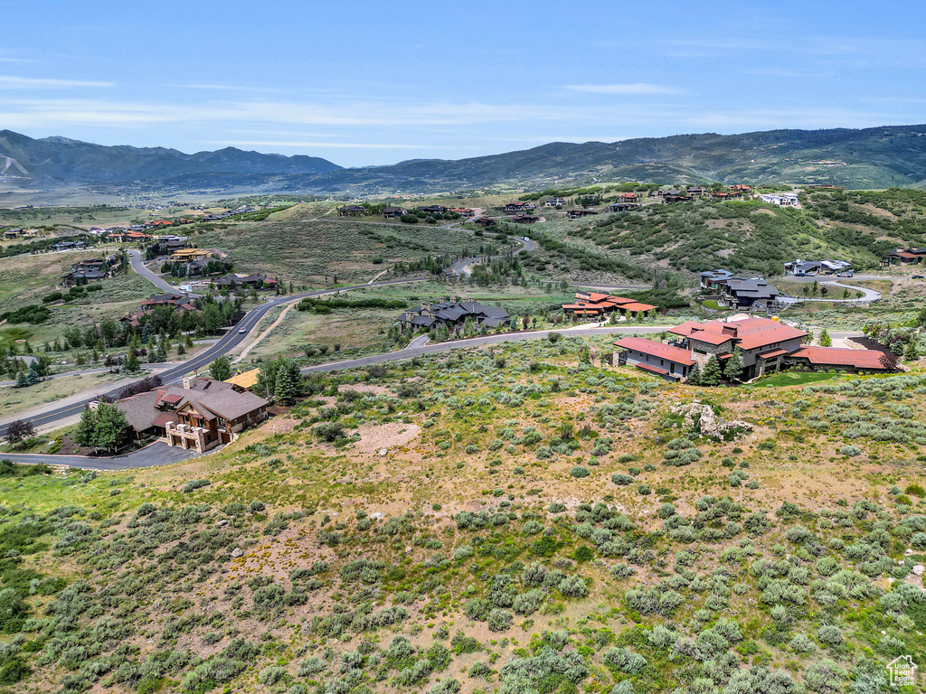 Aerial view of a mountainous background