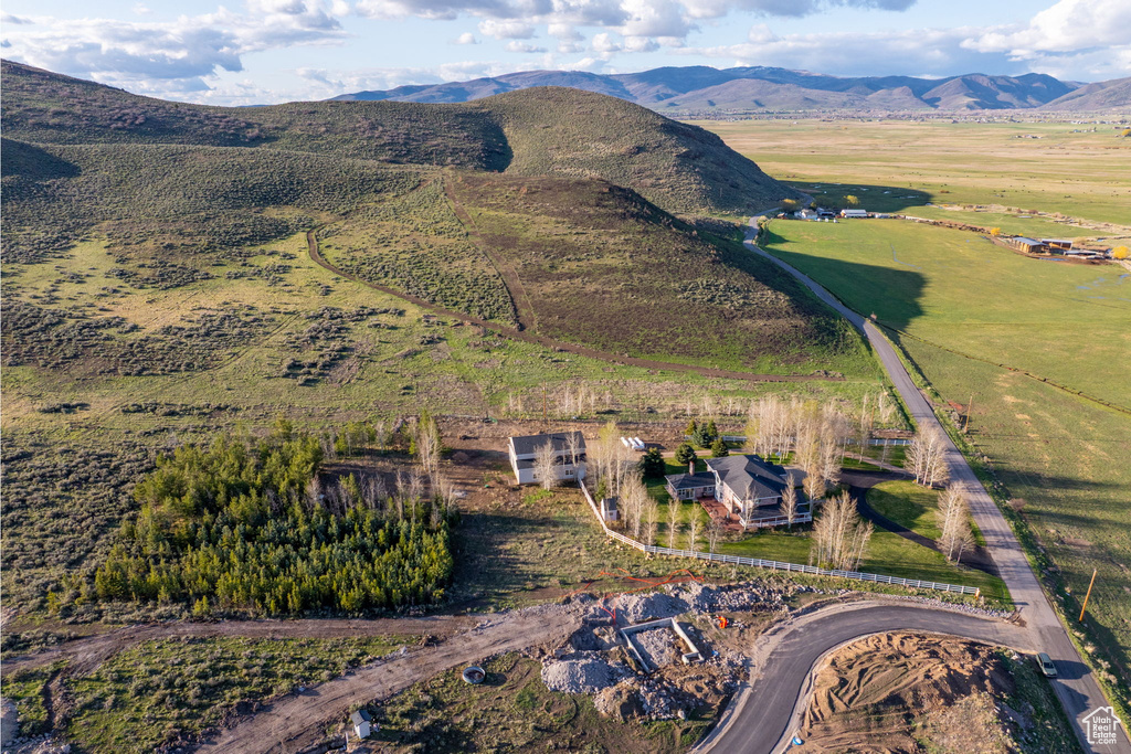 Drone / aerial view with a mountain view