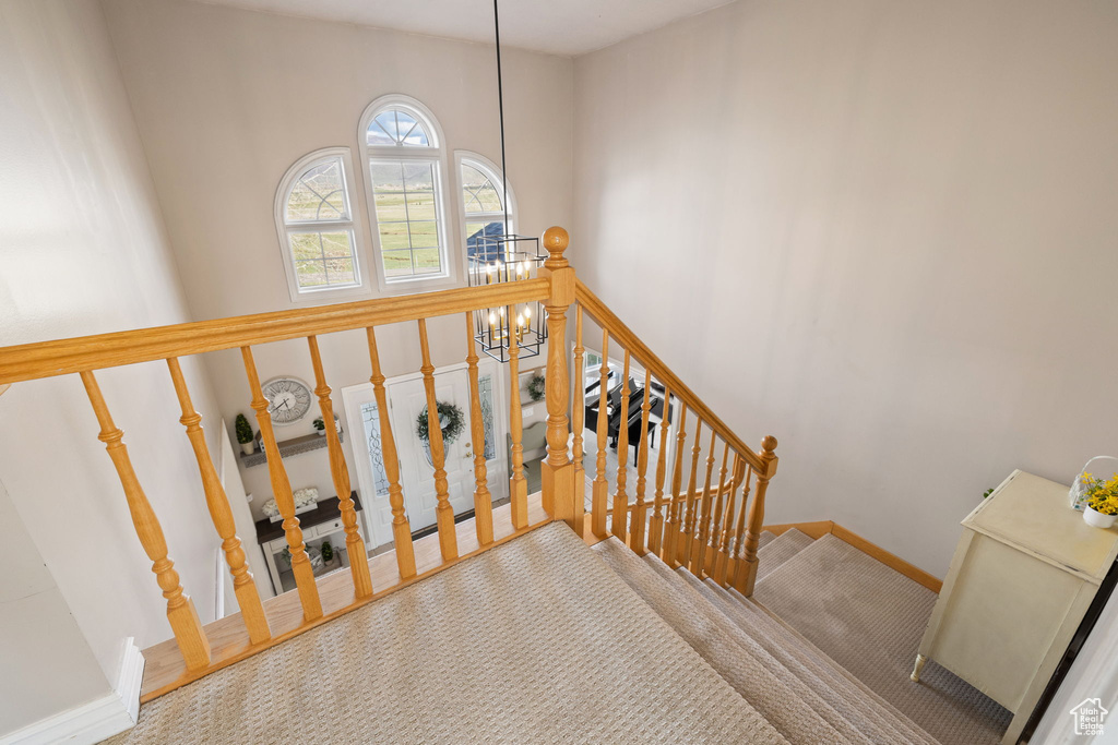 Stairway featuring baseboards