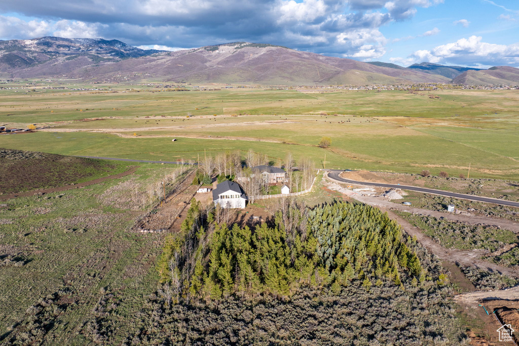 Drone / aerial view featuring a mountain view and a rural view