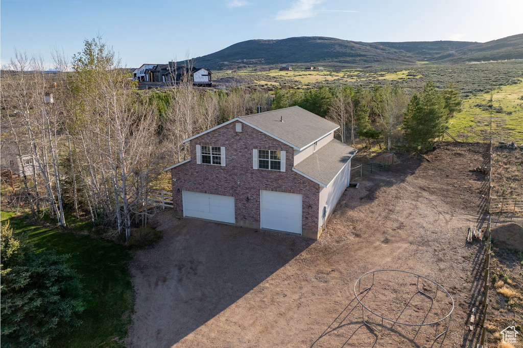 Drone / aerial view with a mountain view