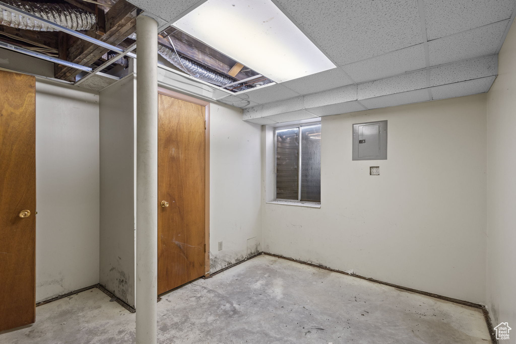 Basement with electric panel