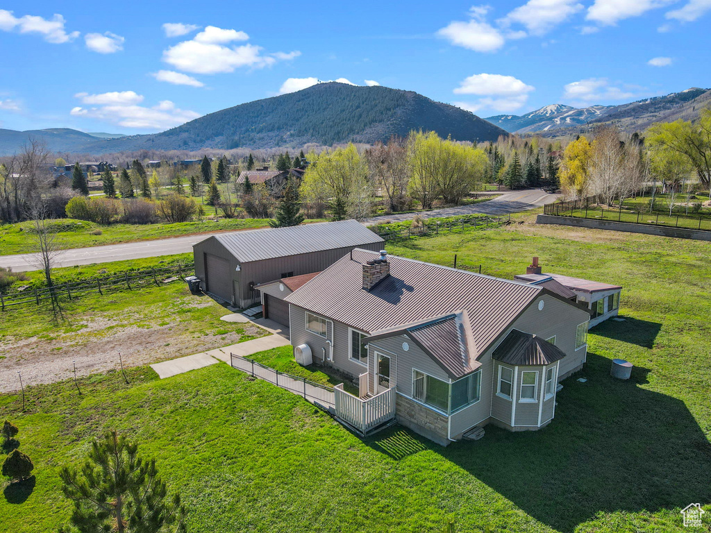 Drone / aerial view with a mountain view