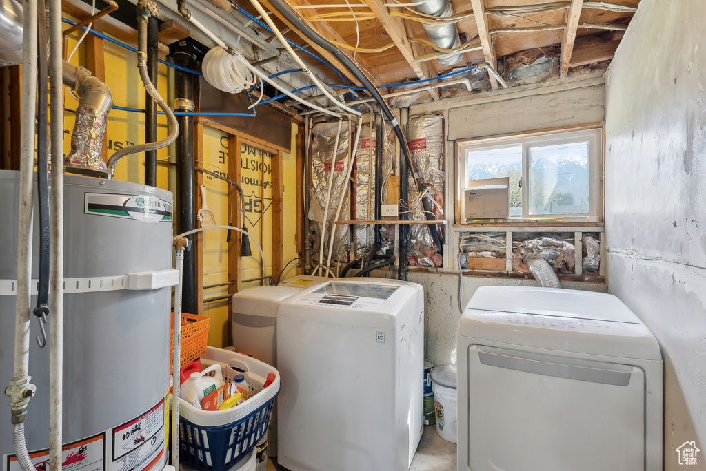 Utilities featuring independent washer and dryer and strapped water heater