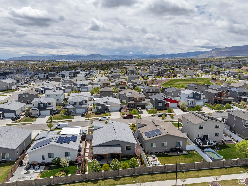 Aerial view with a mountain view and a residential view