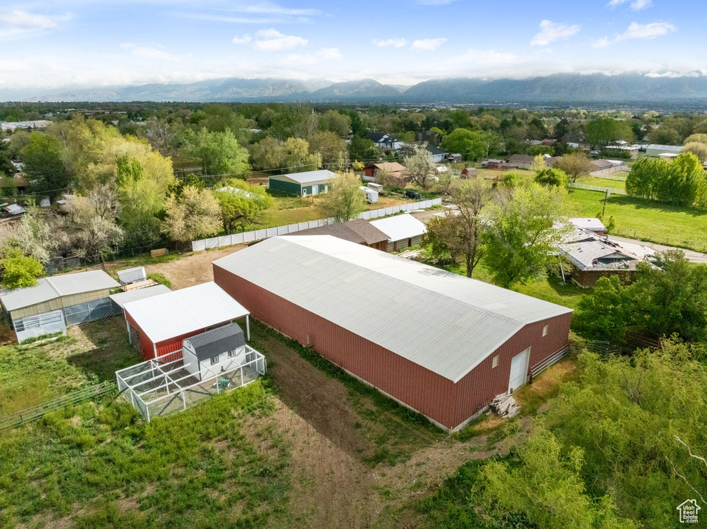 Aerial view featuring a mountain view