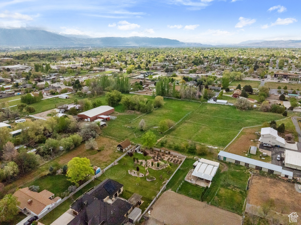 Birds eye view of property featuring a residential view and a mountain view