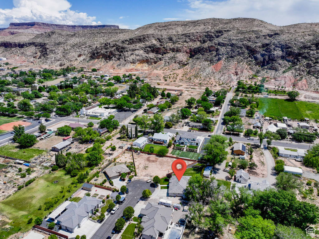 Bird\'s eye view with a mountain view and a residential view